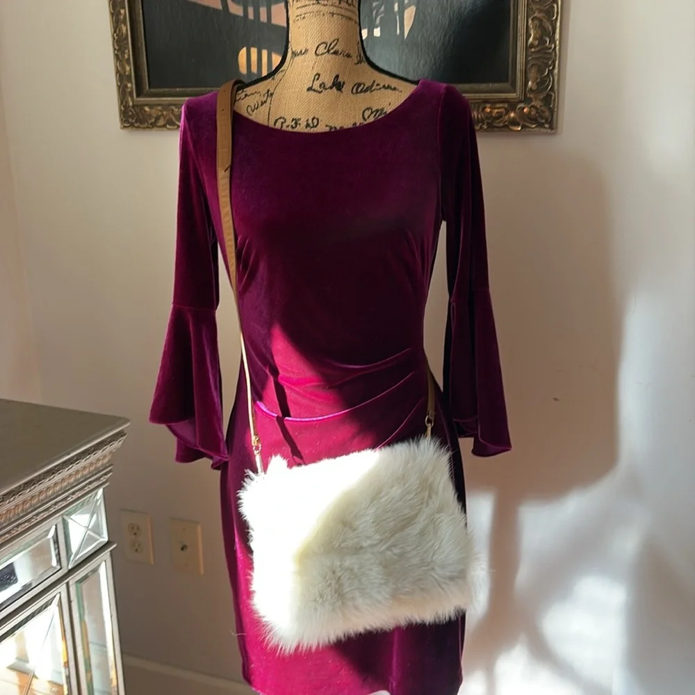 CARLISLE COLLECTION Genuine Shearling Fur Bag Leather Toscana $448 New NWT ivory - Picture 13 of 13